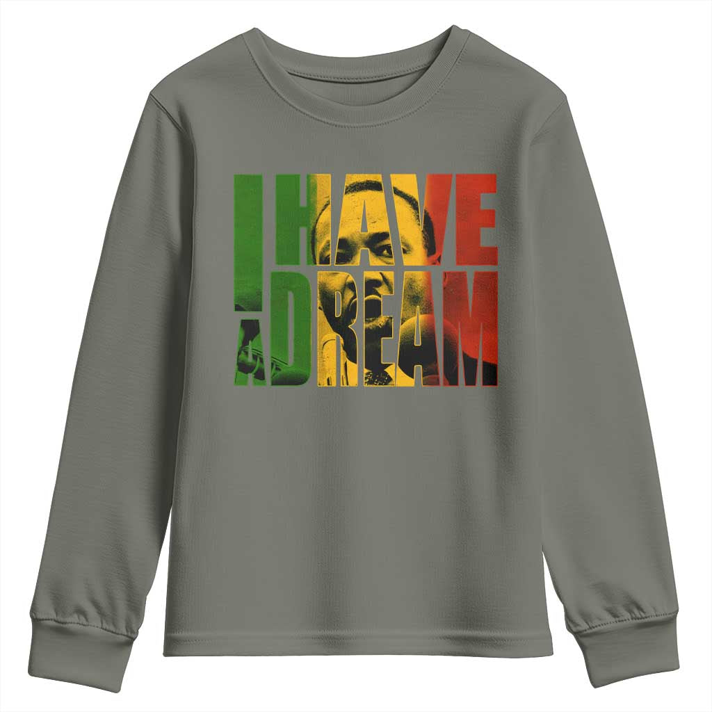 Martin Luther King Youth Sweatshirt Black History Month MLK I Have A Dream TS10 Military Green Print Your Wear