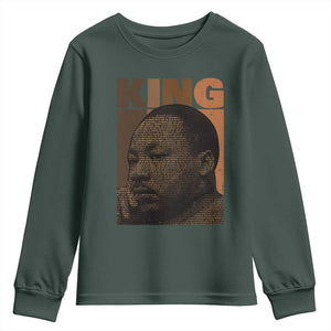 Martin Luther King Youth Sweatshirt Black History Month MLK Melanin African American TS10 Dark Forest Green Print Your Wear