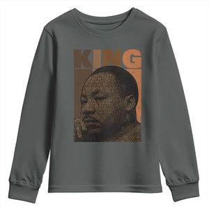 Martin Luther King Youth Sweatshirt Black History Month MLK Melanin African American TS10 Dark Heather Print Your Wear
