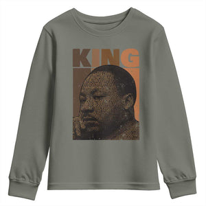 Martin Luther King Youth Sweatshirt Black History Month MLK Melanin African American TS10 Military Green Print Your Wear