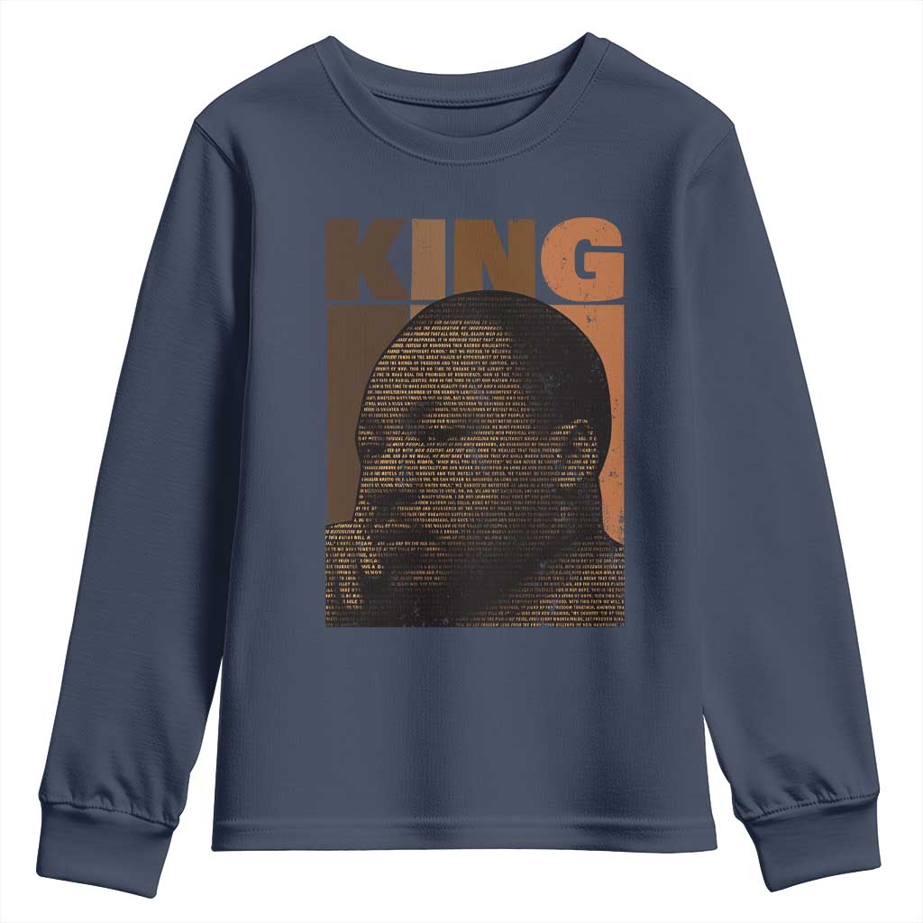 Martin Luther King Youth Sweatshirt Black History Month MLK Melanin African American TS10 Navy Print Your Wear