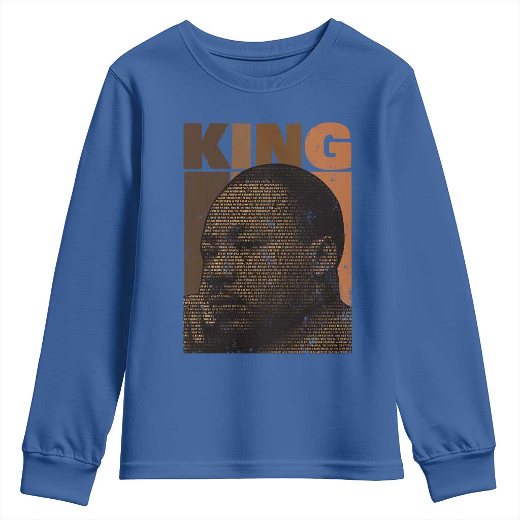 Martin Luther King Youth Sweatshirt Black History Month MLK Melanin African American TS10 Royal Blue Print Your Wear