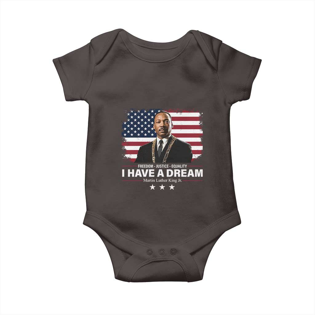 Martin Luther King Baby Onesie I Have A Dream Freedom Justice Equality MLK Day Black History Month TS10 Dark Chocolate Print Your Wear