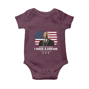 Martin Luther King Baby Onesie I Have A Dream Freedom Justice Equality MLK Day Black History Month TS10 Maroon Print Your Wear