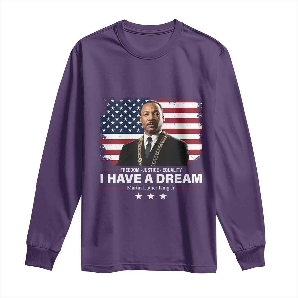 Martin Luther King Long Sleeve Shirt I Have A Dream Freedom Justice Equality MLK Day Black History Month TS10 Purple Print Your Wear