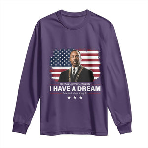 Martin Luther King Long Sleeve Shirt I Have A Dream Freedom Justice Equality MLK Day Black History Month TS10 Purple Print Your Wear