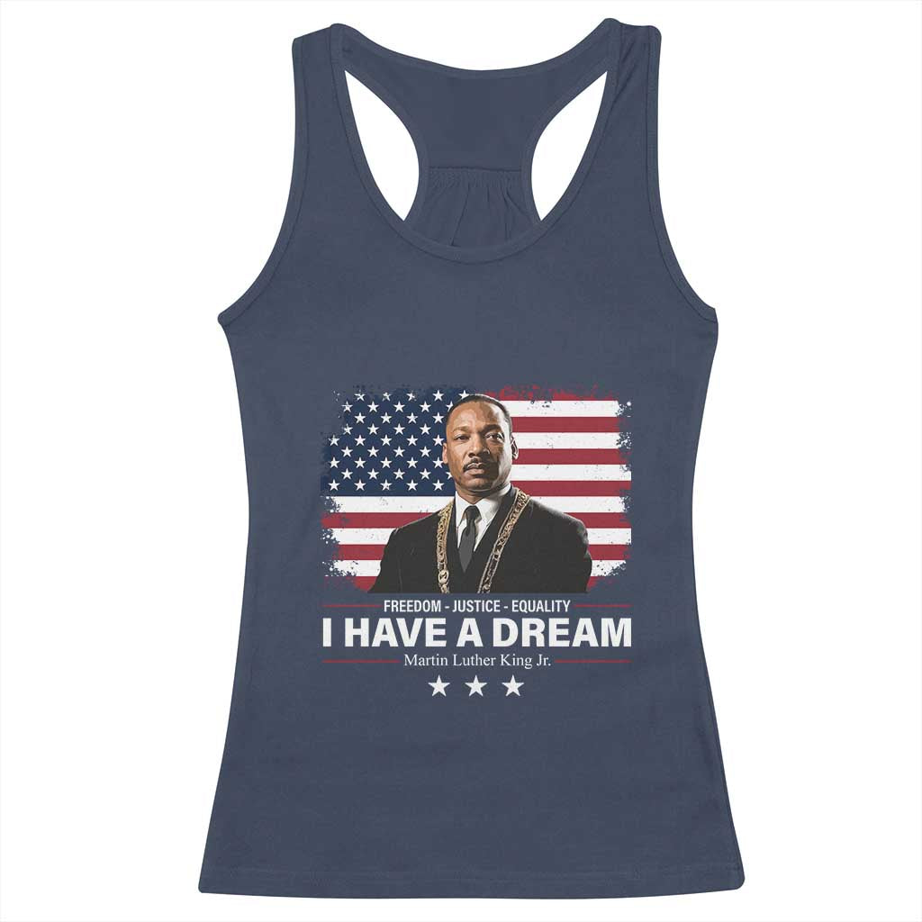 Martin Luther King Racerback Tank Top I Have A Dream Freedom Justice Equality MLK Day Black History Month TS10 Navy Print Your Wear