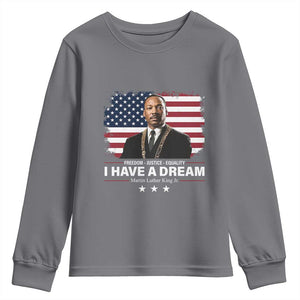 Martin Luther King Youth Sweatshirt I Have A Dream Freedom Justice Equality MLK Day Black History Month TS10 Charcoal Print Your Wear
