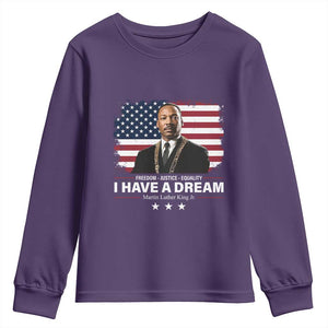 Martin Luther King Youth Sweatshirt I Have A Dream Freedom Justice Equality MLK Day Black History Month TS10 Purple Print Your Wear