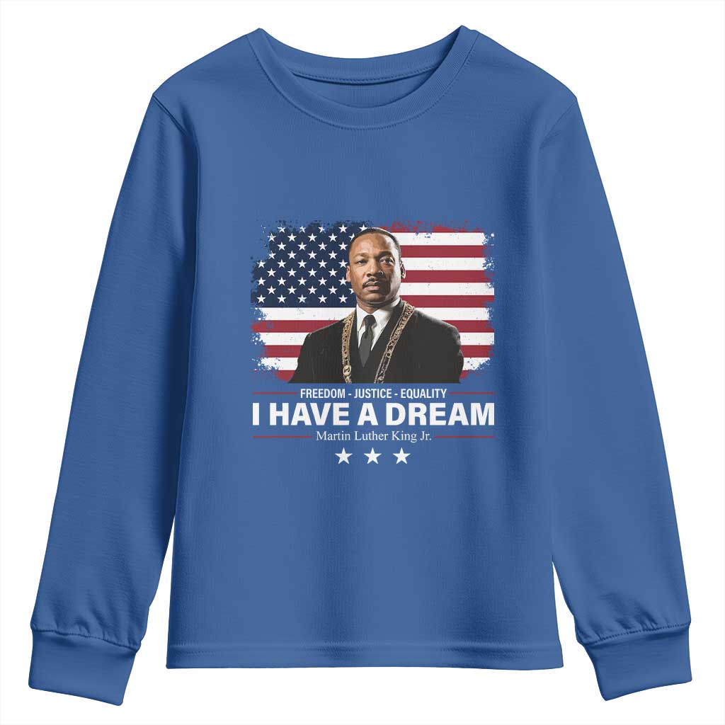 Martin Luther King Youth Sweatshirt I Have A Dream Freedom Justice Equality MLK Day Black History Month TS10 Royal Blue Print Your Wear