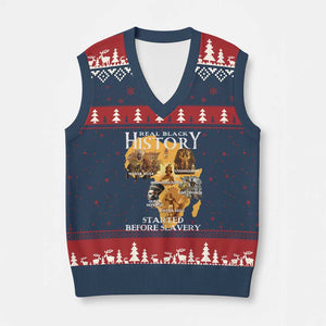 Black History V-Neck Knit Sweater Vest Didnt Start With Slavery TS10 Navy Red Print Your Wear