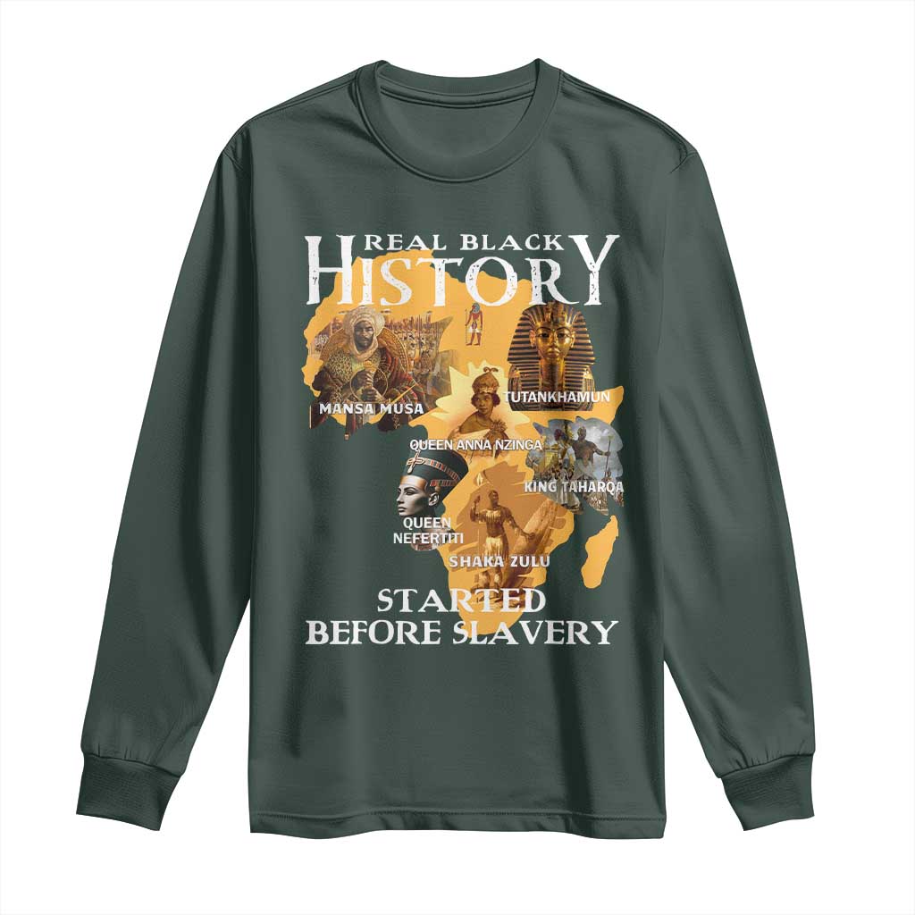 Black History Long Sleeve Shirt Didnt Start With Slavery TS10 Dark Forest Green Print Your Wear