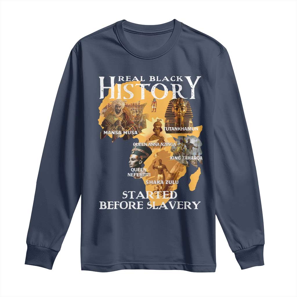 Black History Long Sleeve Shirt Didnt Start With Slavery TS10 Navy Print Your Wear