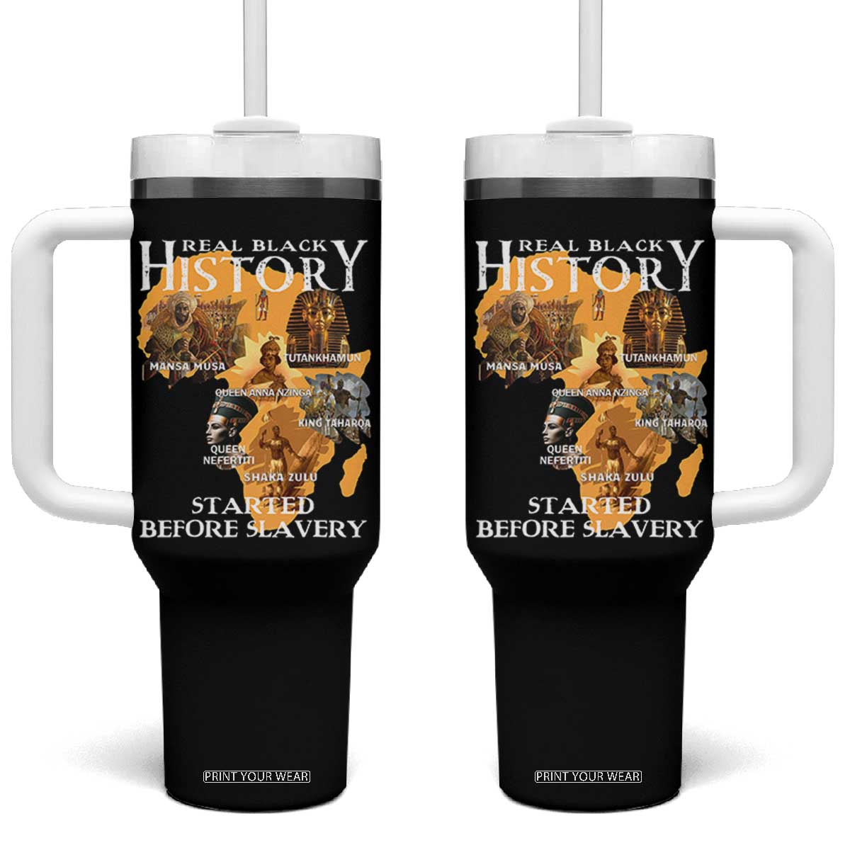 Black History Tumbler With Handle Didnt Start With Slavery TS10 One Size: 40 oz Black Print Your Wear
