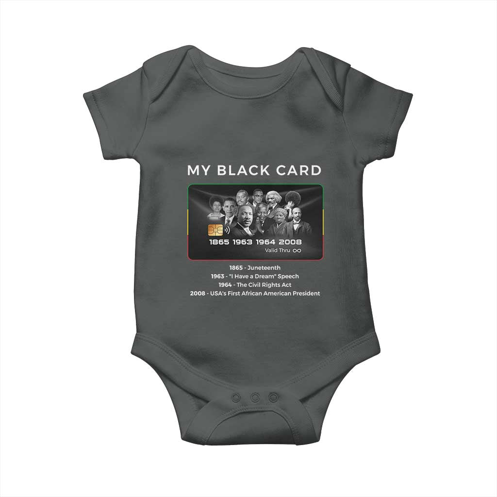 My Black Card Baby Onesie African American Civil Rights Leaders Black History TS10 Dark Heather Print Your Wear