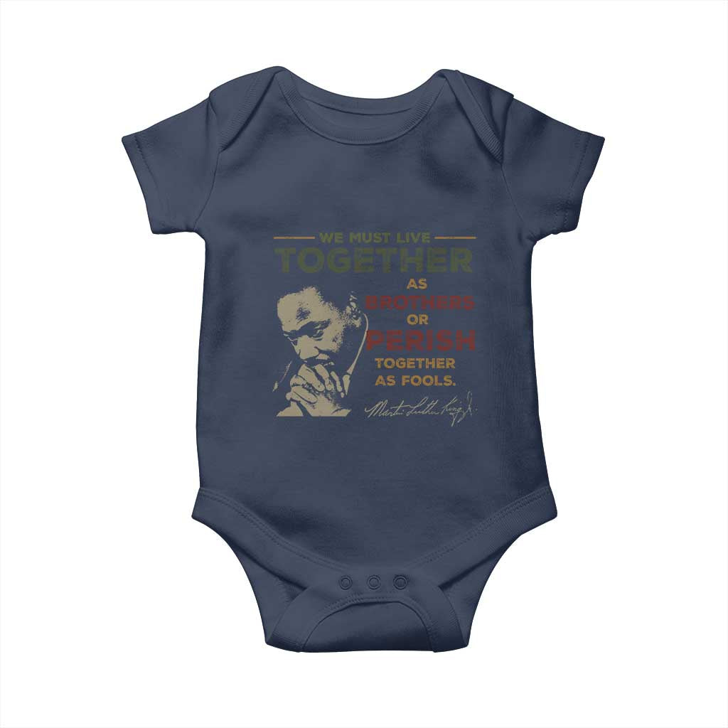 Martin Luther King Jr. Baby Onesie Live Together MLK Day Black History Month TS10 Navy Print Your Wear