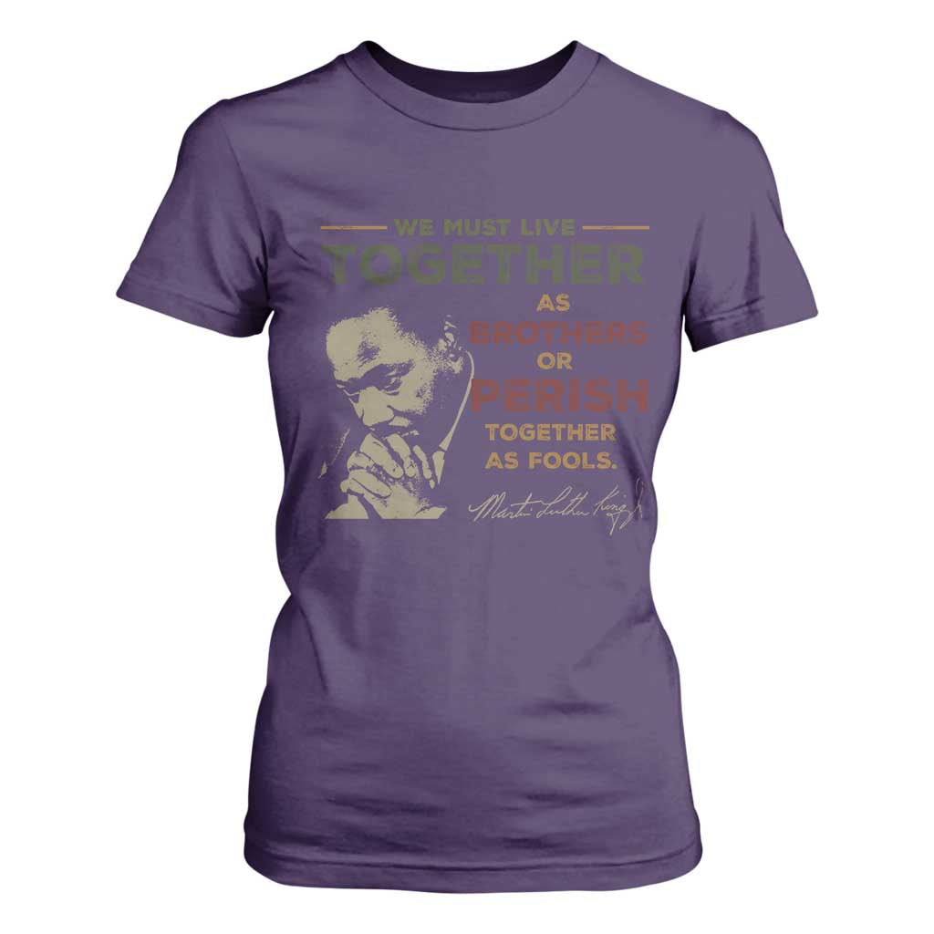 Martin Luther King Jr. T Shirt For Women Live Together MLK Day Black History Month TS10 Purple Print Your Wear
