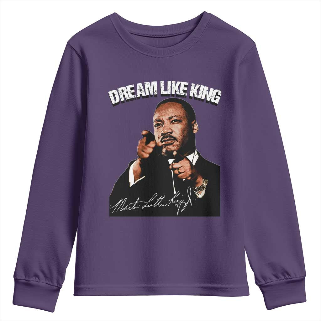 Martin Luther King Jr. Youth Sweatshirt Dream Like King MLK Day Black History Month TS10 Purple Print Your Wear