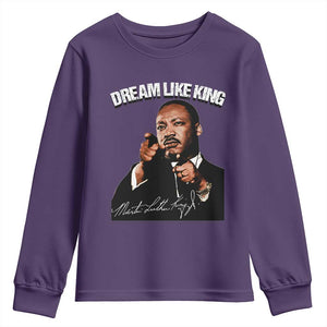 Martin Luther King Jr. Youth Sweatshirt Dream Like King MLK Day Black History Month TS10 Purple Print Your Wear
