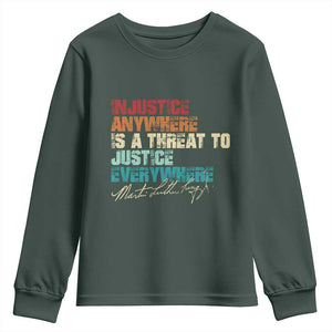 Martin Luther King Jr. Youth Sweatshirt Vintage Inspirational Quote MLK Day Black History Month TS10 Dark Forest Green Print Your Wear