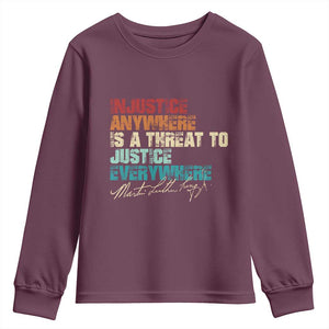 Martin Luther King Jr. Youth Sweatshirt Vintage Inspirational Quote MLK Day Black History Month TS10 Maroon Print Your Wear