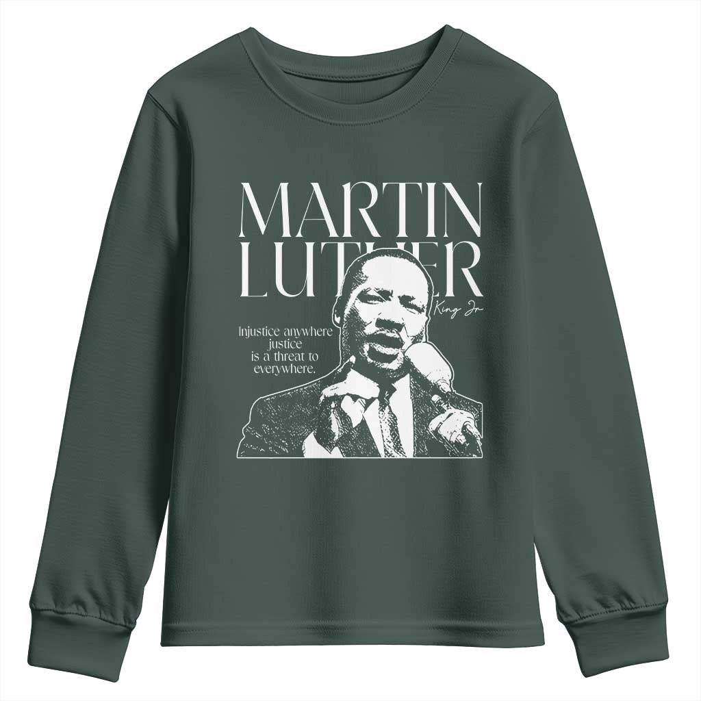 Martin Luther King Jr. Youth Sweatshirt MLK Day Black History Month Inspirational Quote TS10 Dark Forest Green Print Your Wear