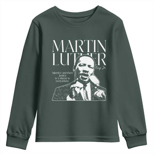 Martin Luther King Jr. Youth Sweatshirt MLK Day Black History Month Inspirational Quote TS10 Dark Forest Green Print Your Wear