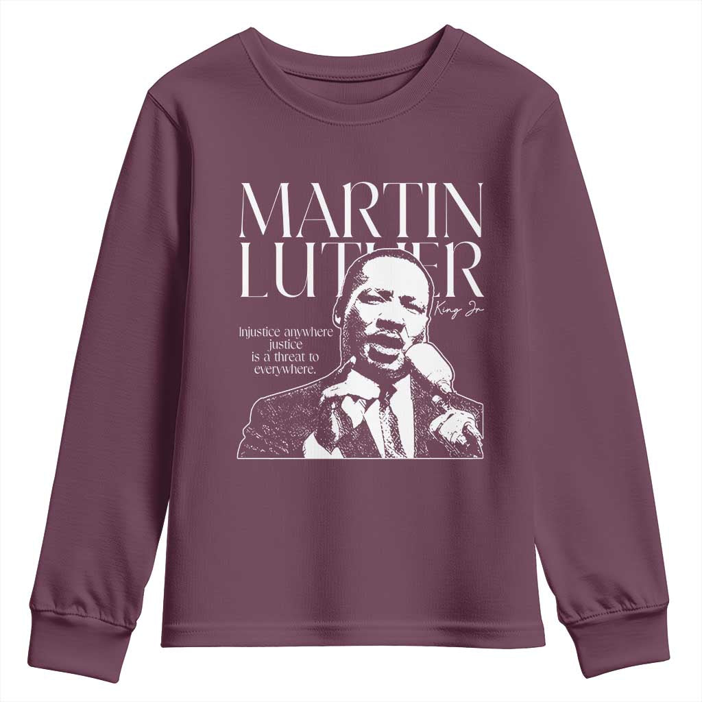 Martin Luther King Jr. Youth Sweatshirt MLK Day Black History Month Inspirational Quote TS10 Maroon Print Your Wear