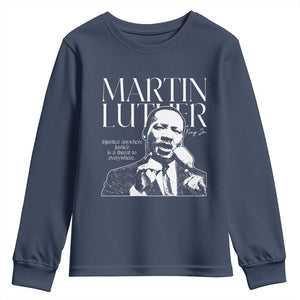 Martin Luther King Jr. Youth Sweatshirt MLK Day Black History Month Inspirational Quote TS10 Navy Print Your Wear