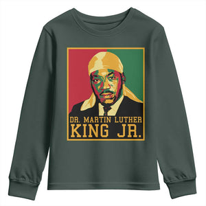Martin Luther King Youth Sweatshirt Retro MLK Day TS10 Dark Forest Green Print Your Wear