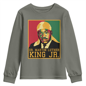 Martin Luther King Youth Sweatshirt Retro MLK Day TS10 Military Green Print Your Wear