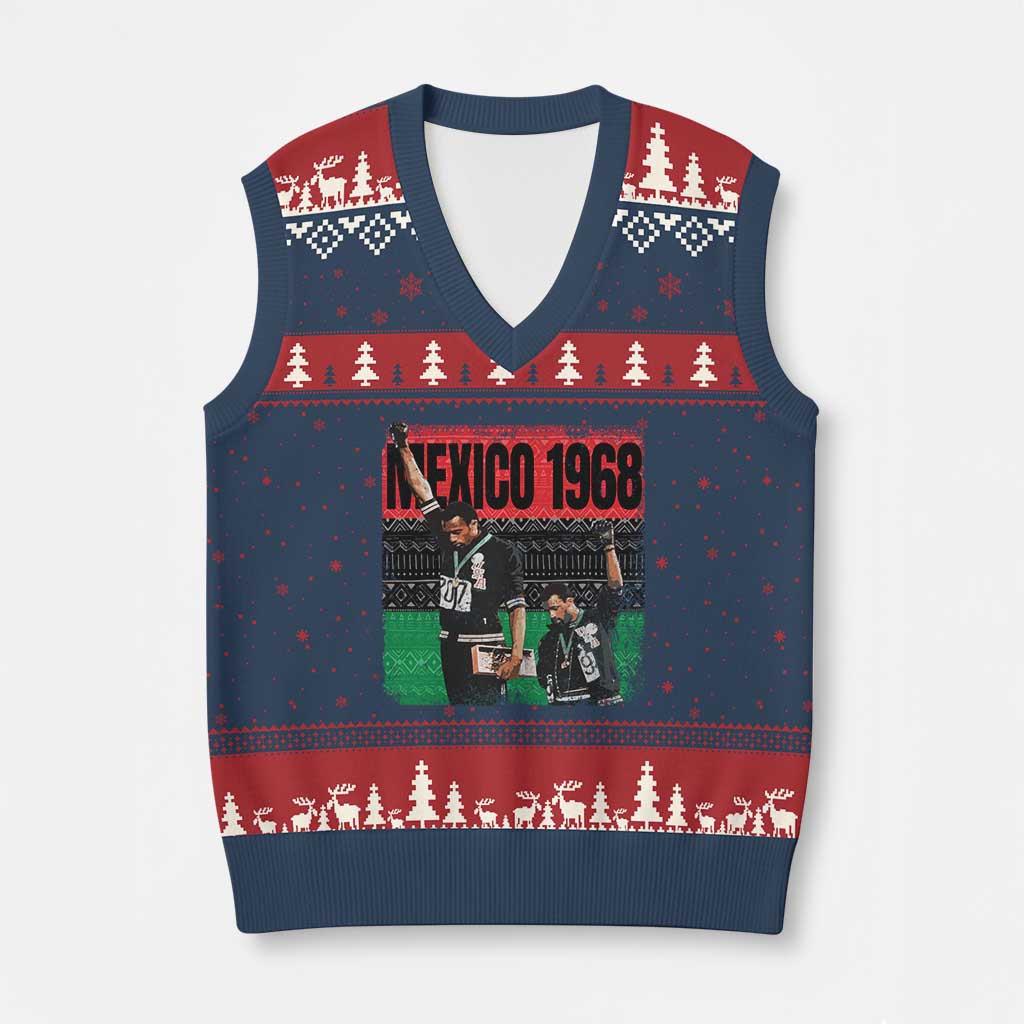 Black Power Salute 1968 V-Neck Knit Sweater Vest Black History Month Civil Rights Movement TS10 Navy Red Print Your Wear
