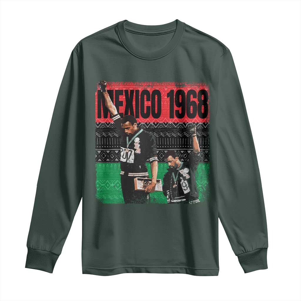 Black Power Salute 1968 Long Sleeve Shirt Black History Month Civil Rights Movement TS10 Dark Forest Green Print Your Wear