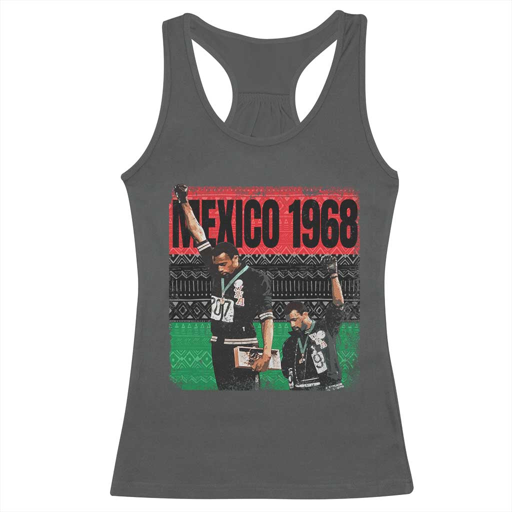 Black Power Salute 1968 Racerback Tank Top Black History Month Civil Rights Movement TS10 Dark Heather Print Your Wear