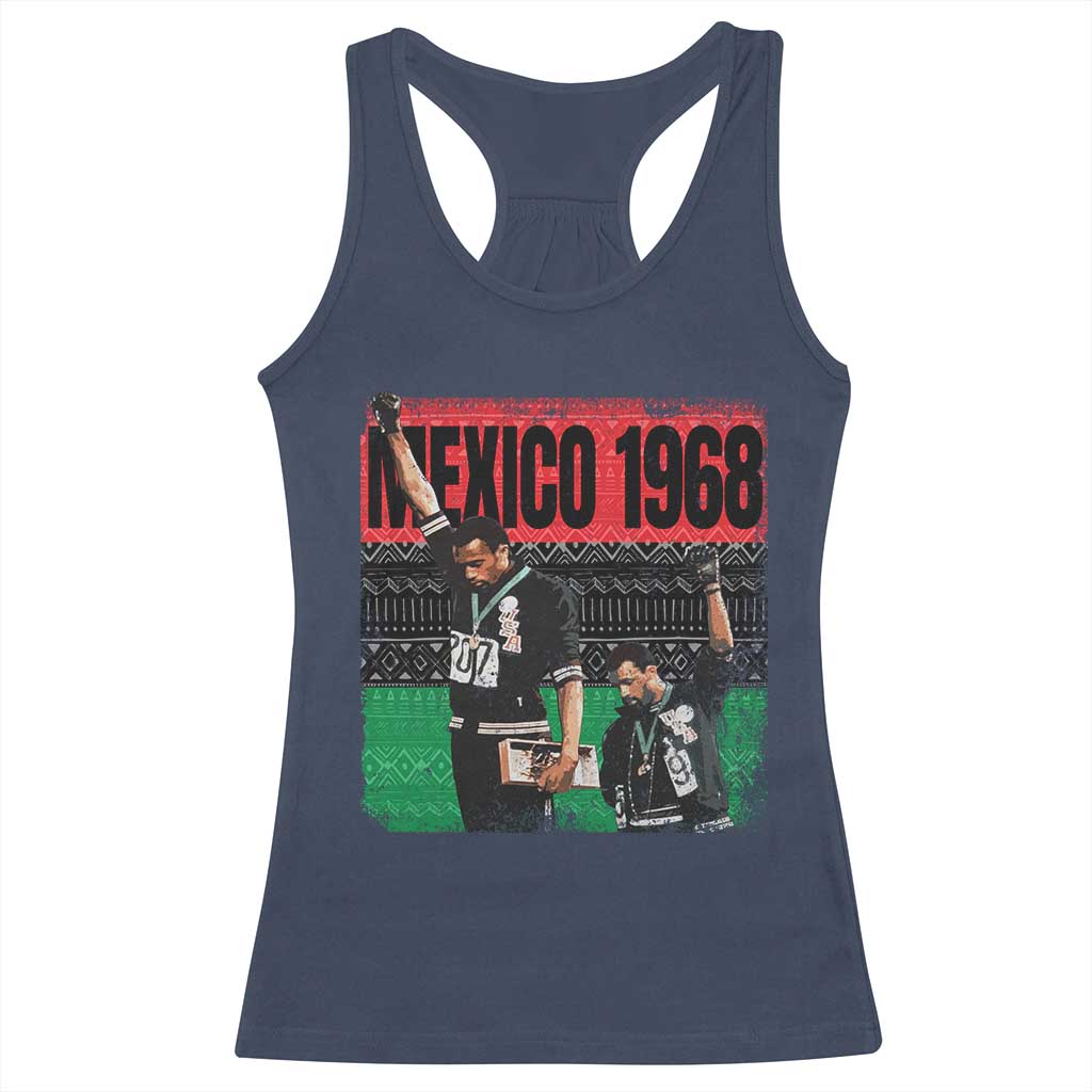Black Power Salute 1968 Racerback Tank Top Black History Month Civil Rights Movement TS10 Navy Print Your Wear