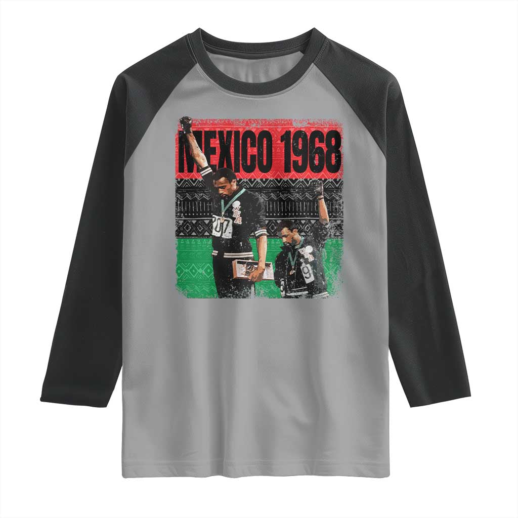 Black Power Salute 1968 Raglan Shirt Black History Month Civil Rights Movement TS10 Sport Gray Black Print Your Wear