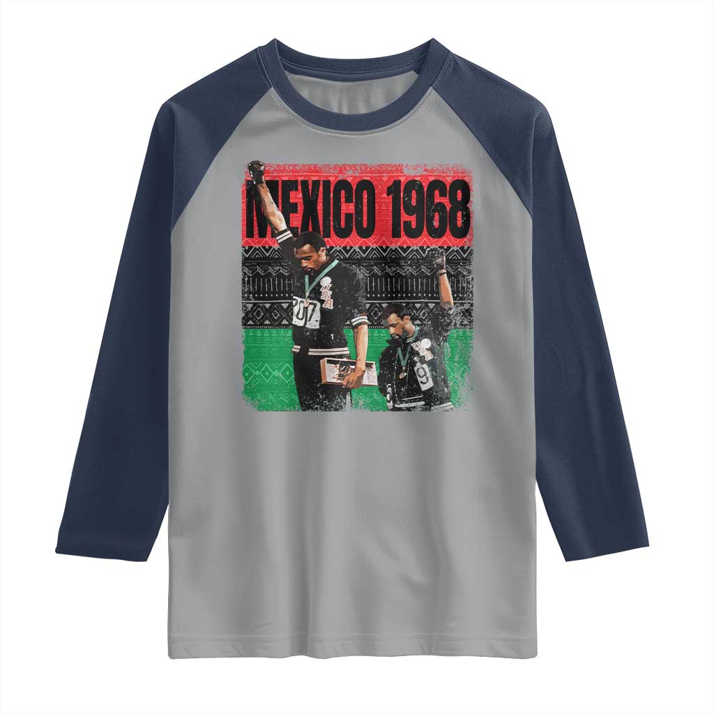 Black Power Salute 1968 Raglan Shirt Black History Month Civil Rights Movement TS10 Sport Gray Navy Print Your Wear