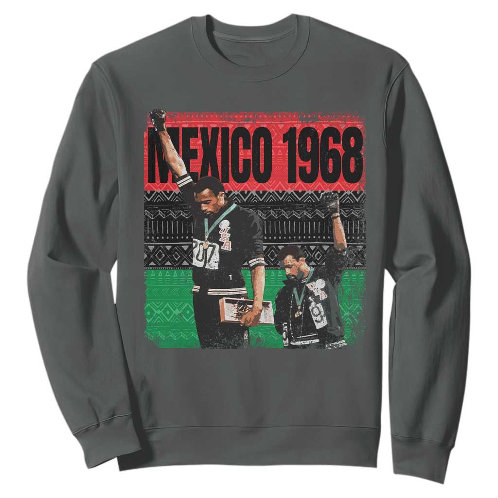 Black Power Salute 1968 Sweatshirt Black History Month Civil Rights Movement TS10 Dark Heather Print Your Wear
