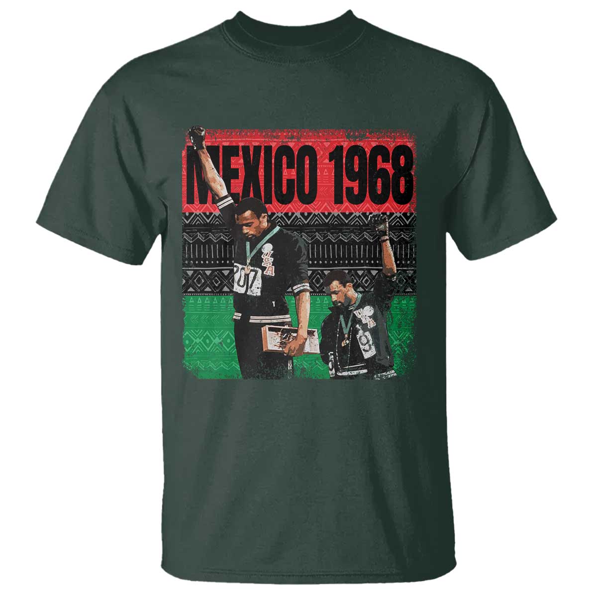 Black Power Salute 1968 T Shirt Black History Month Civil Rights Movement TS10 Dark Forest Green Print Your Wear