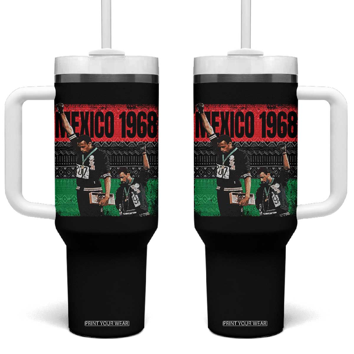 Black Power Salute 1968 Tumbler With Handle Black History Month Civil Rights Movement TS10 One Size: 40 oz Black Print Your Wear