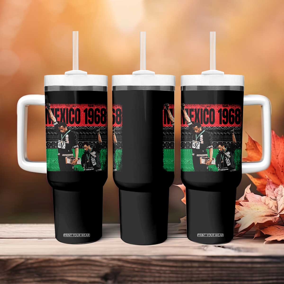 Black Power Salute 1968 Tumbler With Handle Black History Month Civil Rights Movement TS10 Print Your Wear