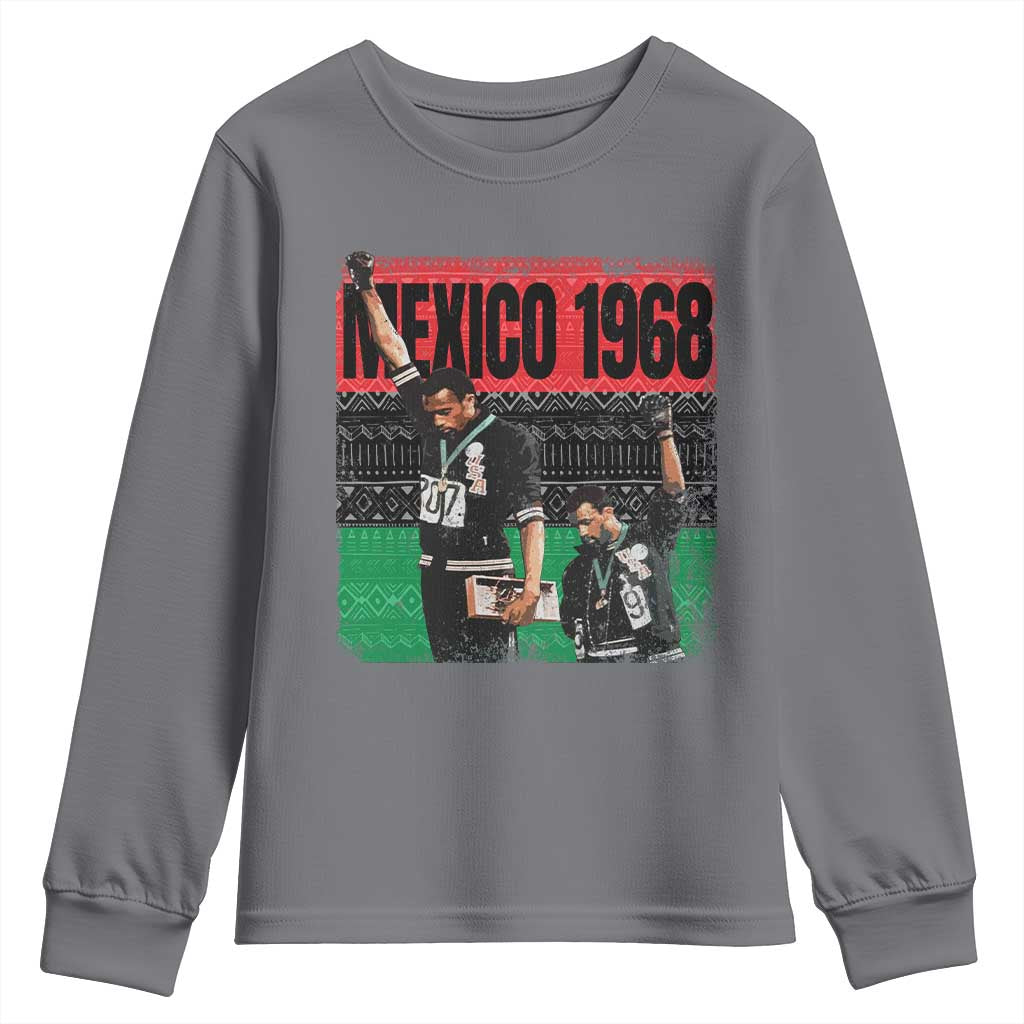 Black Power Salute 1968 Youth Sweatshirt Black History Month Civil Rights Movement TS10 Charcoal Print Your Wear