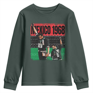 Black Power Salute 1968 Youth Sweatshirt Black History Month Civil Rights Movement TS10 Dark Forest Green Print Your Wear