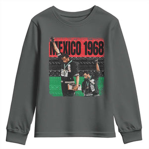 Black Power Salute 1968 Youth Sweatshirt Black History Month Civil Rights Movement TS10 Dark Heather Print Your Wear
