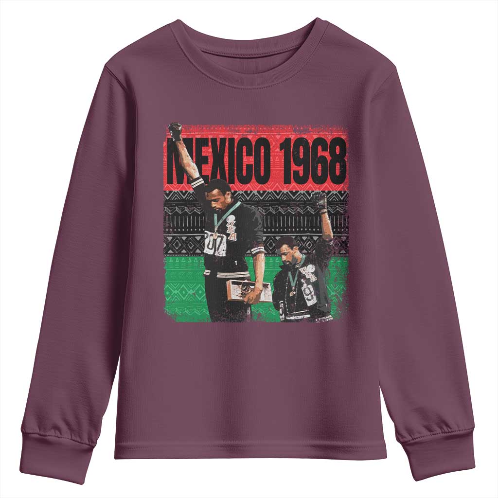 Black Power Salute 1968 Youth Sweatshirt Black History Month Civil Rights Movement TS10 Maroon Print Your Wear