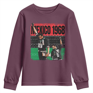 Black Power Salute 1968 Youth Sweatshirt Black History Month Civil Rights Movement TS10 Maroon Print Your Wear