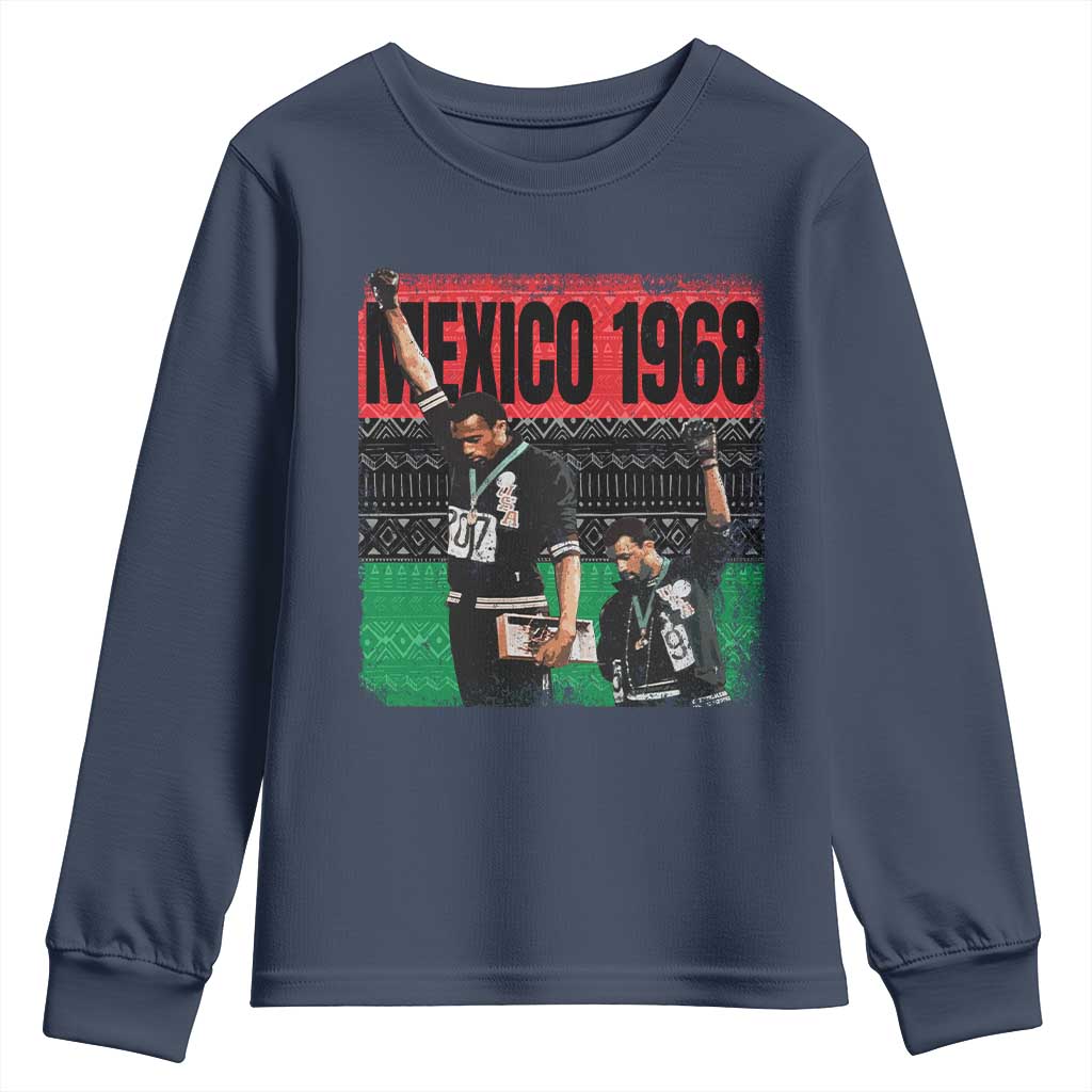 Black Power Salute 1968 Youth Sweatshirt Black History Month Civil Rights Movement TS10 Navy Print Your Wear