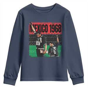 Black Power Salute 1968 Youth Sweatshirt Black History Month Civil Rights Movement TS10 Navy Print Your Wear