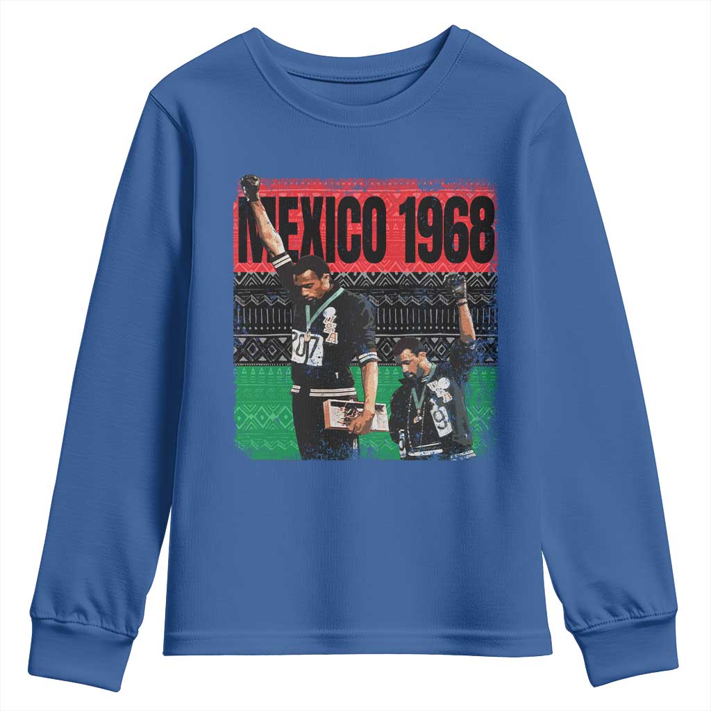 Black Power Salute 1968 Youth Sweatshirt Black History Month Civil Rights Movement TS10 Royal Blue Print Your Wear