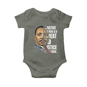 Martin Luther King Jr. Baby Onesie Civil Rights Injustice Anywhere Is a Threat To Justice Everywhere TS10 Military Green Print Your Wear